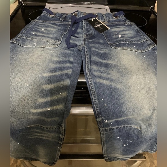 Flamingals Women's Wide Leg Mid Waist Baggy Barrel Jeans Medium Drawstring Med - Picture 4 of 6